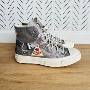 ❤️Converse Chuck 70 Pride Hi Silver Sz 7.5 Men's Shoes Metallic Sneaker A10214C